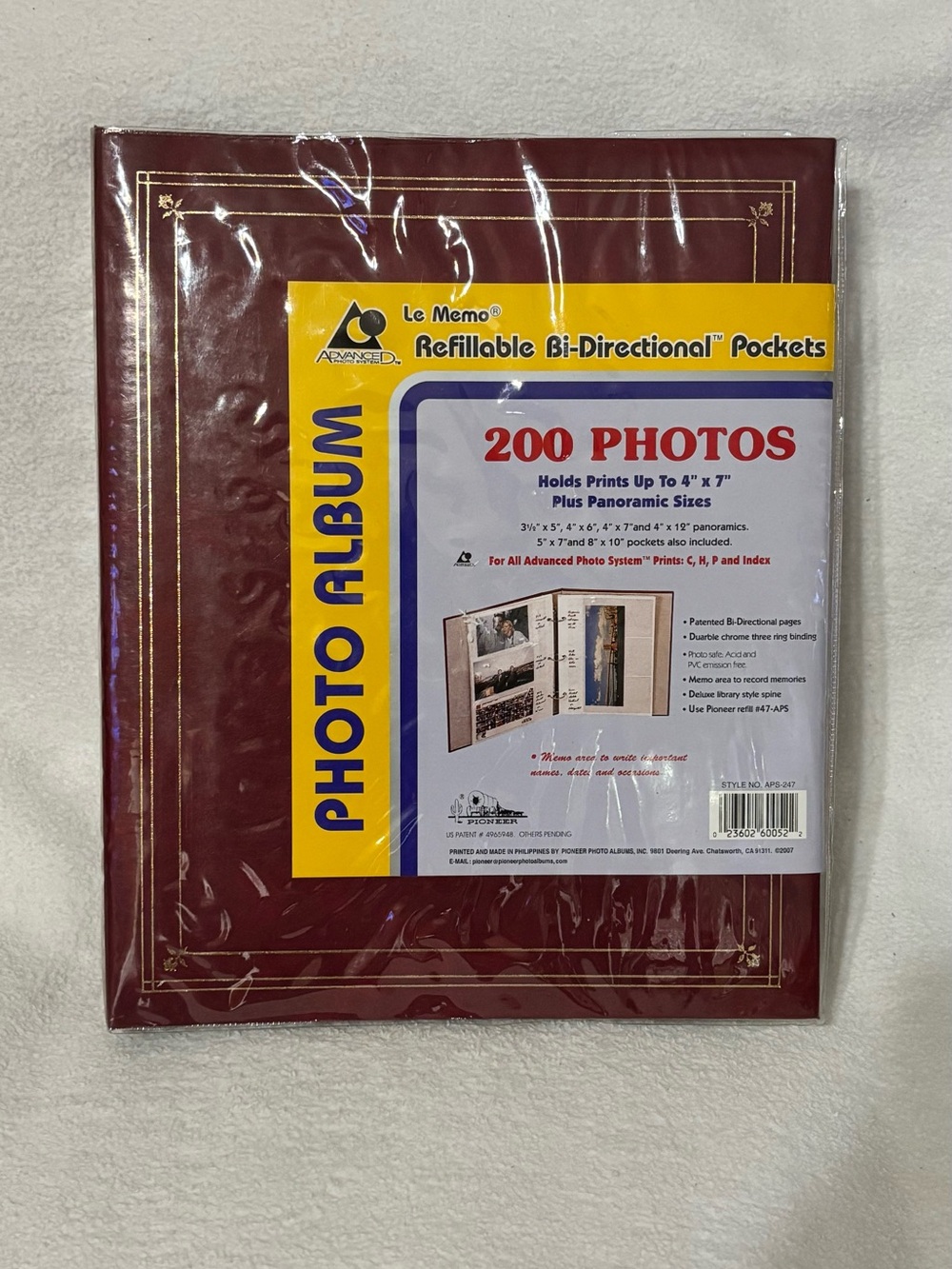 Maroon Photo Album with Refillable Pockets - 200 Photos